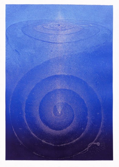 Światło pomiędzy spiralami | linoryt | 100×70 cm | 2011